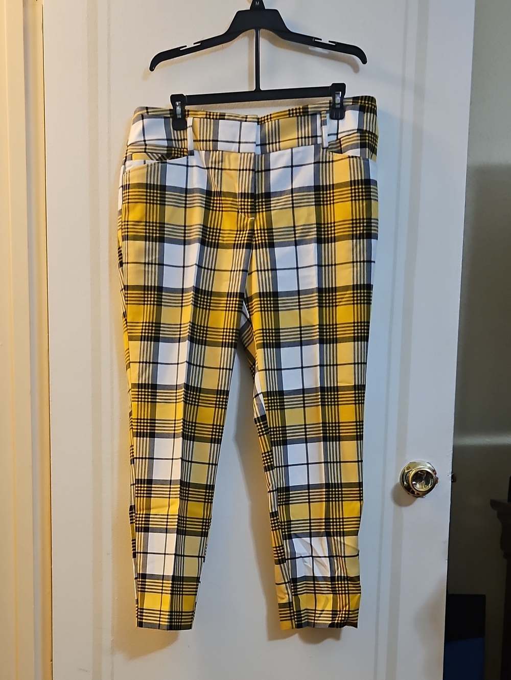 7th Avenue New York & Company Yellow, White & Black Plaid Pants